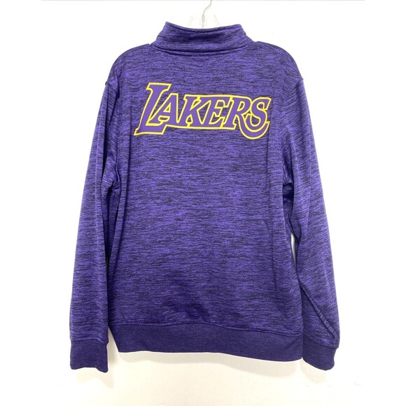 NBA LA Lakers Sweater Mens Size L Purple Logo Graphic Fleece Jacket Full Zip - Picture 2 of 16